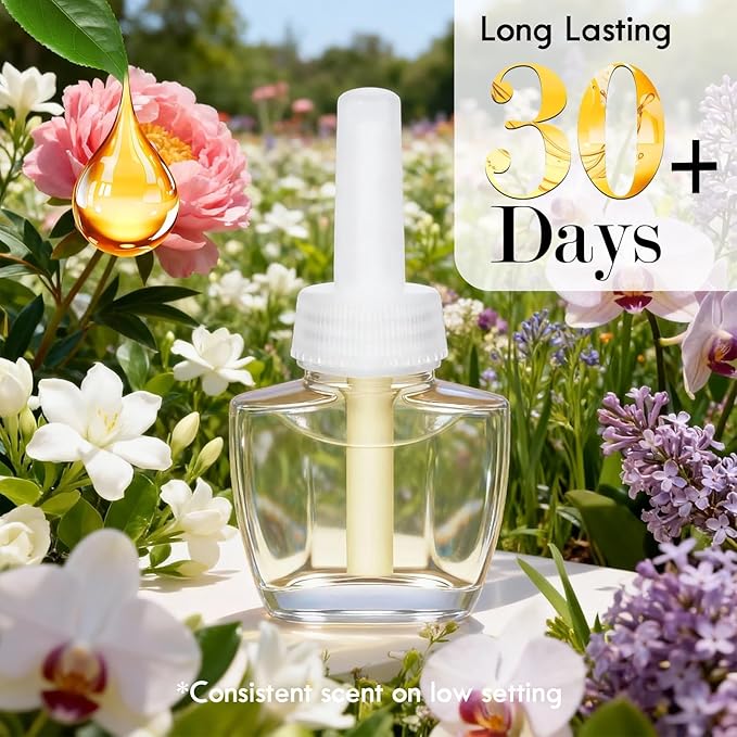 Plug Ins Refills Air Freshener Peony Jasmine Orchid Lilac for Home and Bathroom 7.92 Fl Oz 12 Count Compatible with Air Wick &amp GladeNot Include Glade Plus