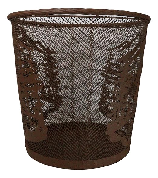 Ebros Rustic Moose Deer Roaming Pine Trees Forest by The Mountains Rust Finish Metal Wire Waste Basket Bin 13 Wide Bear Home and Bathroom Accent Western Country Cabin Lodge Decorative Trash Can