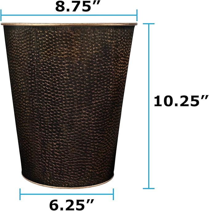 Blue Donuts Wastebasket for Bedroom Bathroom Trash Can 6 Liters Bronze Stainless Steel
