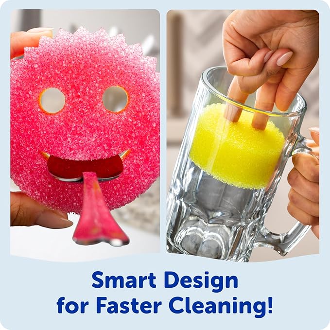 Scrub Daddy 6 Scrub Mommy Kitchen Sponges &amp 1 Daddy Caddy Sponge Holder - Scratch-Free for Dishes &amp Multipurpose Cleaning - BPA Free &amp Made with Polymer Foam - Stain &amp Odor Resistant