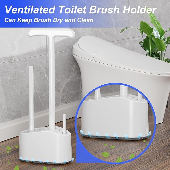 3 in 1 Toilet Brush and Plunger SetExtended Handle PlungerHeavy Duty Toilet Bowl Brush and Holder Hidden Toilet Plunger and Brush SetBathroom Cleaning Supplies (Pure White)