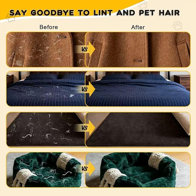 Electrostatic Pet Hair Removal Gloves: Quick Wiping - Reusable &amp Washable for Sofa Clothing Pet Beds Effortless Cats &amp Dogs Hair Remover for Busy Pet Owners (2pcs-Black)