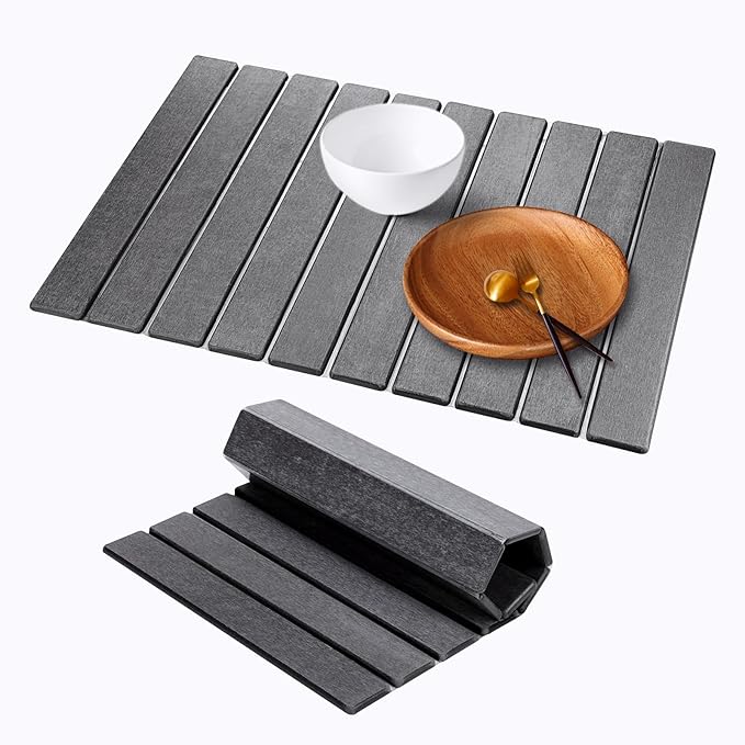 Large Stone Dish Drying Mat for Kitchen Counter 24 x 16 Stone Drying Mat Foldable Quick Dry Absorbent Diatomaceous Earth Bath Mat Countertop Fast Dry Pad for Kitchen Dishes Bottles Cups Bathroom