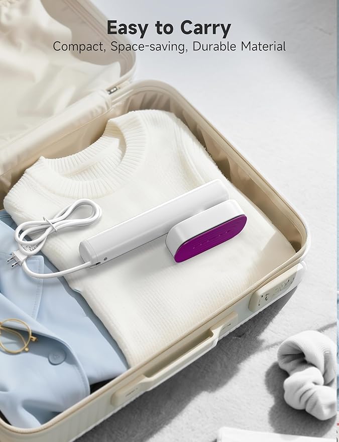Steamer for Clothes 2-in-1 Travel Steamer &amp Iron for Clothes Portable Handheld Garment Steamer 15s Fast Heat-up 1200W Large Ceramic Heat Panel Quick Wrinkle Removal Travel &amp Home Use