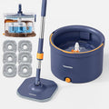 Spin Mop and Bucket Set Mop Bucket with Separate Dirty Water System Deep-Cleaning Mops for Floors/Wall Versatile Mops with 6 Microfiber Mop Pads
