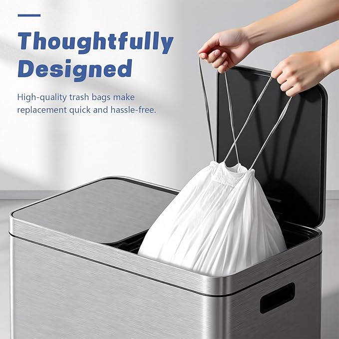8 Gallon (30L) Trash Bags Fits SONGMICS 8 Gallon Trash Cans 6 Rolls 270 Counts Heavy Duty White Garbage Bags Pre-Separated Drawstring Trash Bags Suitable for Kitchen Bathroom etc.