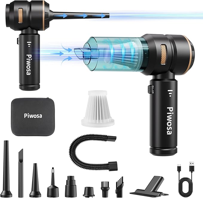 Handheld Vacuum Cordless Car Vacuum Cleaner with Brushless Motor Strong Suction Vacuum &amp Compressed Air Dusters with LED Light Wireless Mini Portable Hand Vacuum Blower for Home Pet (Black)