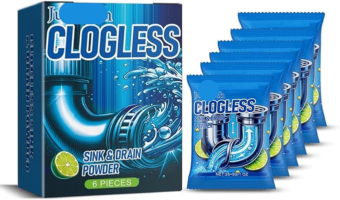 Drain Unclogger &amp Cleaner Powder for Bathroom Pipes - Acid Neutralizing Grease Loosening Formula Fast Acting Odor Eliminating Safe for All Pipes(1PCS)