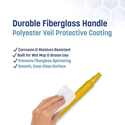 SPARTA 48 Fiberglass Replacement Handle with 3/4 Acme Thread Tip Polyester Veil Reinforced Hanging Cap Commercial Cleaning Yellow