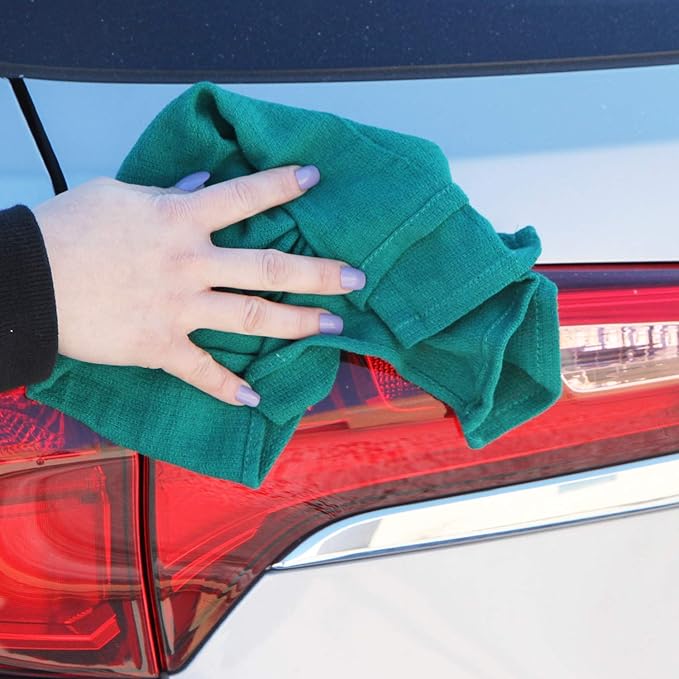 Arkwright Microfiber Huck Towels Pack of 12 Lint Free Surgical Cleaning Cloths for Glass Windows Auto Detailing and Professional Use 16 x 26 in Hunter Green