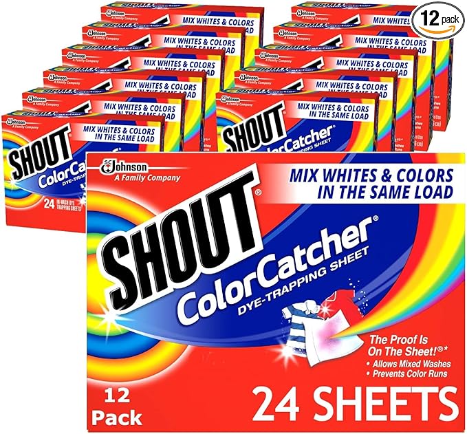 Shout Color Catcher Sheets for Laundry Allow Mixed Washes Prevent Color Runs and Maintain Original Clothing 24 Count (Pack of 12)