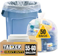 55 Gallon Clear Trash Bags (50 Bags w/Ties) Large Clear Plastic Recycling Garbage Bags