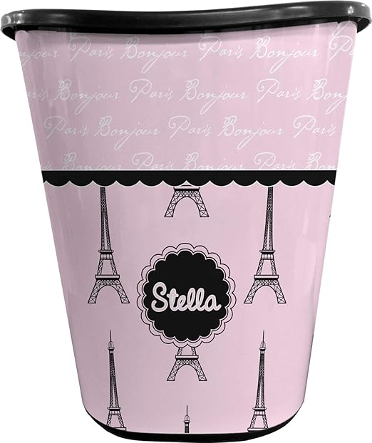 Personalized Paris &amp Eiffel Tower Waste Basket - Double Sided (Black)