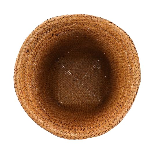 Straw Woven Wastebasket Medium Garbage Can for Office Home Bathroom Handwoven Rattan Trash Bin with Stylish Design for Paper Tissues and More Random Color