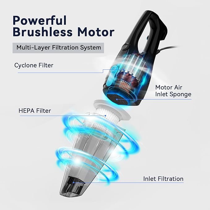 Corded Vacuum Cleaner 4-in-1 Vacuum Cleaners for Home 15Kpa Power Suction Lightweight Corded Stick Vacuum with HEPA Filter Converts to Small Handheld Vacuum for Home Pet Hair Carpet Hard Floors