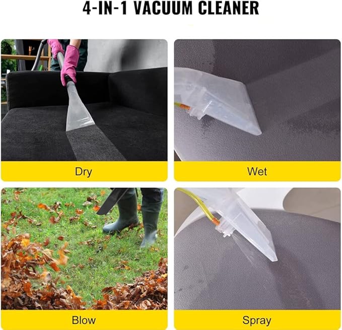 Portable Vacuum Carpet Cleaner - 4-in-1 Wet &amp Dry Machine with Blower Function and HEPA Filter for Efficient Cleaning of Carpets Curtains Sofas and Car Cushions