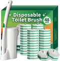 Disposable Toilet Brush Toilet Bowl Cleaning System with 48 Count Wand Refill Clean Brush Starter Kit with 1 Toilet Wand 1 Storage Caddy and 1 wall Sticker (White)