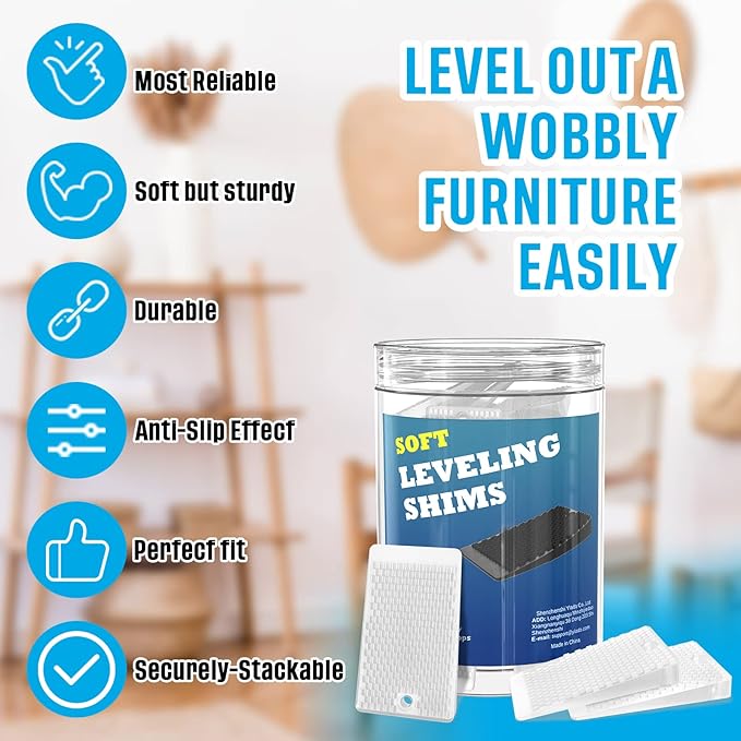 Furniture Levelers 80 Piece Jar Plastic Shims for Leveling Black Rubber Wedge for Table Toilet Refrigerator Piano Small Shims for Home Improvement and Work (80pcs- Clear)
