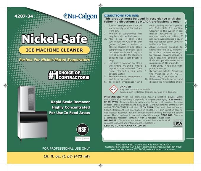 Nu-Calgon (16 Ounce Nickel-Safe Ice Machine Cleaner-4287-34- (12 PK)