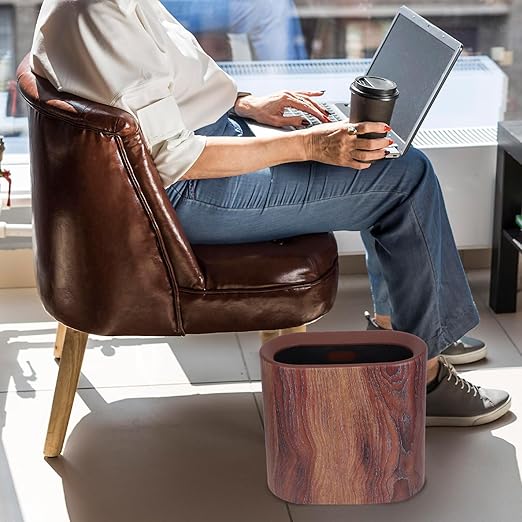 Narrow Marble Pattern Trash Bin Wastebasket for Home Kitchen Bathroom Bedroom Office Space-Saving Household Rubbish Can