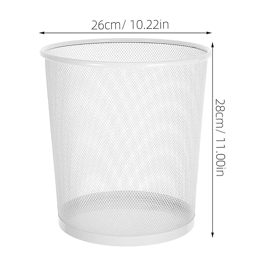 Mesh Iron Wire Desktop Garbage Can Medium Metal Wastebasket with Wide Opening for Office Home Desk Trash Bin Stylish Narrow Design
