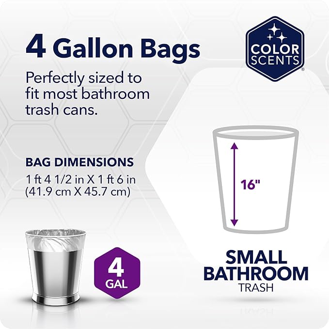 Color Scents 4 Gallon Garbage Bags – Small Scented Trash Bags for Bathroom &amp Bedroom| 720 Count | Twist Tie | Collection | Made in USA