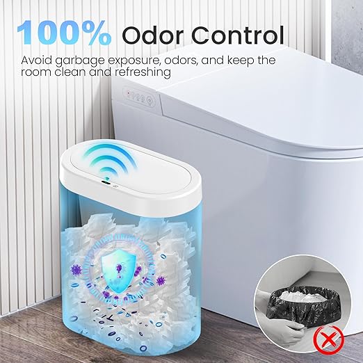 3 Pack 5 Gallon Bathroom Trash Can with Lid Automatic Motion Sensor White Trash Can Touchless Slim Waterproof Garbage Bin for Kitchen Bedroom Office and Bathroom