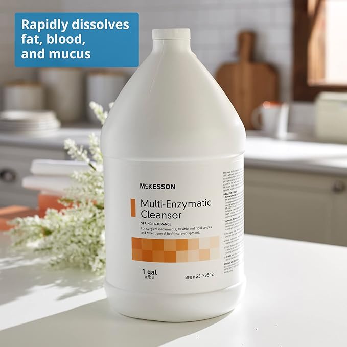 McKesson Multi-Enzymatic Cleanser for Surgical Instruments &amp General Healthcare Equipment 1 Gallon [Pack of 4] Spring Fresh