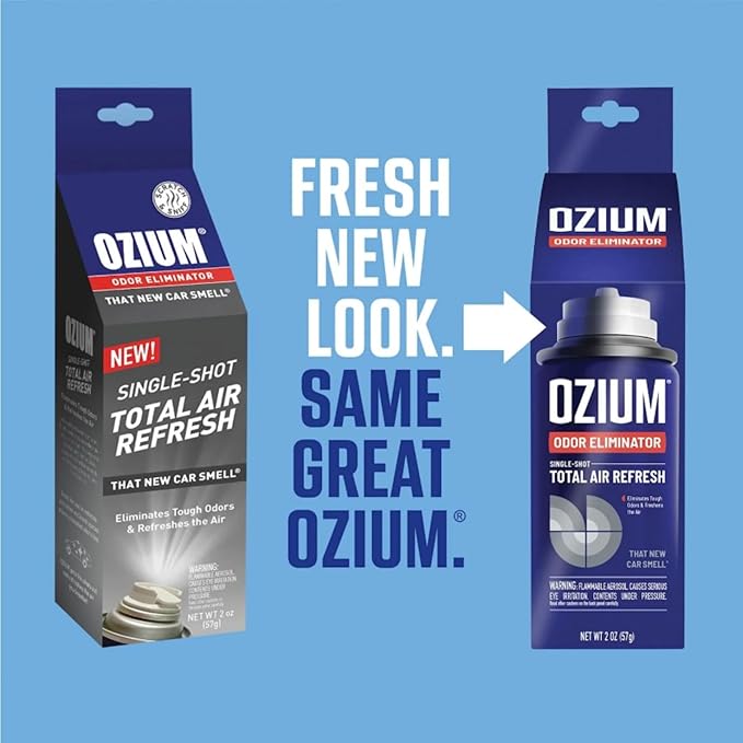 Ozium Air Sanitizer 2 oz Car Fogger: Single-Shot Smoke Odor Eliminator &amp Car Air Freshener (Original+That New Car Smell 2 Pack Variety)