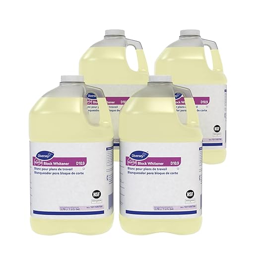 Diversey 101109766 SUMA Block Whitener Liquid Cleaner Removes Stains from Cutting Boards Chopping Blocks Ready-to-Use 1-Gallon (Pack of 4)