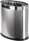 'Invisi-Overlap' Open Top Stainless Steel Trash Can Small Office Wastebasket Modern Home Décor Oval Shape