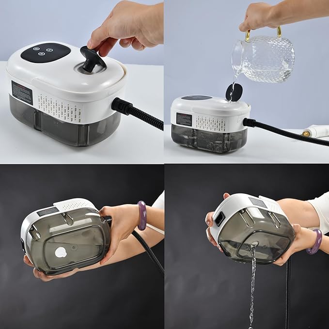 NASAMA Handheld Steam Cleaner2500W High Temperature Pressurized Steam CleanerPortable Steam Cleaning Machine For Home with 5 Brush Heads (white)