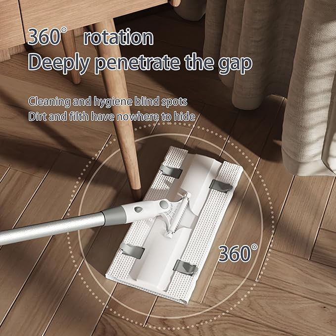 Disposable Pad Flat Mop for Floor Cleaning 15.7 in (40 cm) Aluminum Base 52 in Aluminum Handle Includes 20 Dry Pads + 20 Wet Pads Hands-Free Easy Clean – LJGG (Gray/White)