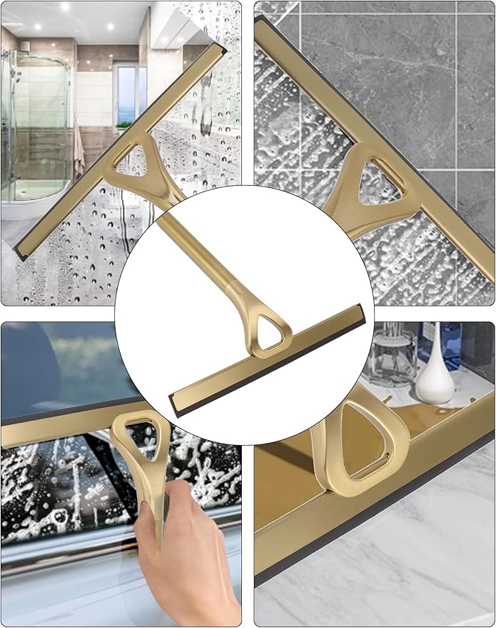 Stainless Steel Shower Squeegee Multi-Purpose Window Cleaning Tool 8.9in Stainless Steel Squeegee with Hook for Bathroom Mirror Tile Wall Car  and Household Use