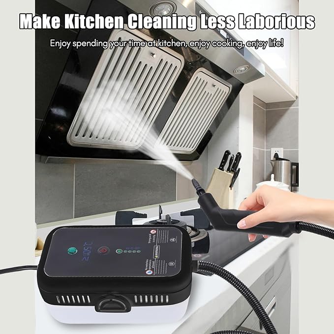 1600W Portable Car Interior Steam Cleaner Handheld Steam Cleaner with 800ml Tank for Kitchen Bathroom Furniture (White)