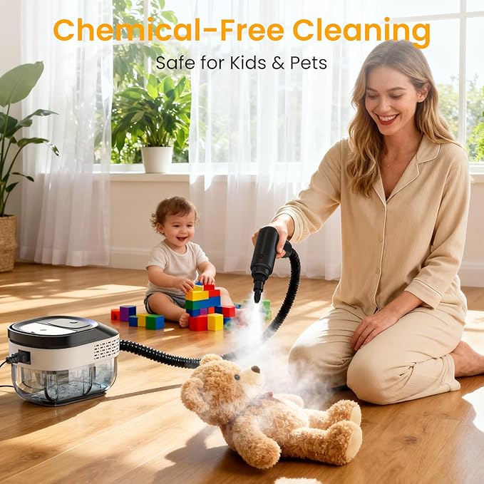 Pressurized Steam Cleaner 1.6L 3-Level Adjustable Steamer for Cleaning 10s Heat-Up 2500W Handheld Steamer Cleaner for Home Car Kitchen Floor Multi-Surface Cleaning Machine 22pcs Accessories