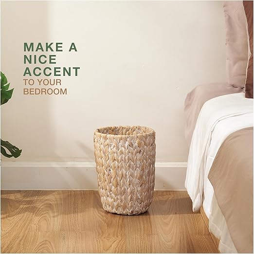 2-Pack White Wicker Trash Cans