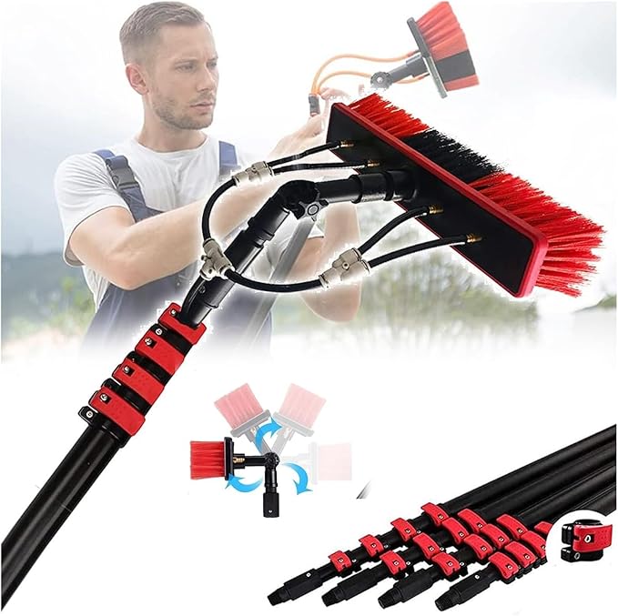 Window Cleaning Pole Water Fed Washing Set Equipment Extension Pole Cleaning for Trucks Windows Cleaning Photovoltaic and Solar Panels (35cm Brush Head 12FT/3.6m)