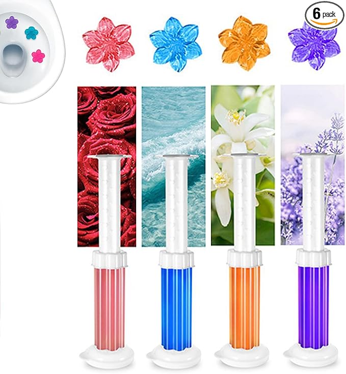 Flower Toilet Gel Stamp - Toilet Scent Fresheners 56/84 Flowers Toilets Cleaner Gel Stamp Toilets Stain Removal Cleaning Air Freshener 6 Scents Bathroom Deodorizer for Urinals Sinks (A3)