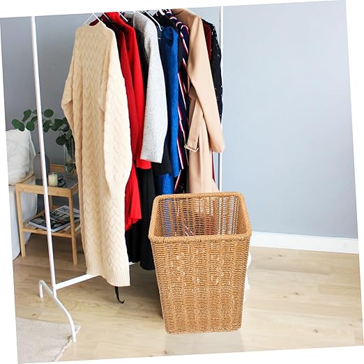 Woven Trash Basket for Bedroom and Bathroom Material Sundries Bin Rustic Design Wastebasket for Home Decoration Multipurpose Use