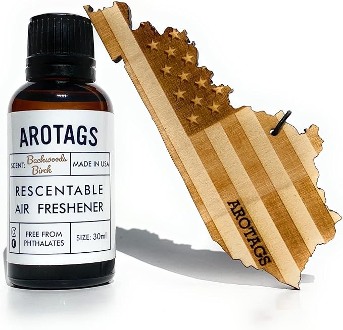 Arotags Car Air Freshener - Reusable Wood Diffuser - Hanging Odor Eliminator - Kentucky Patriot - Balsam &amp Cedar Scent