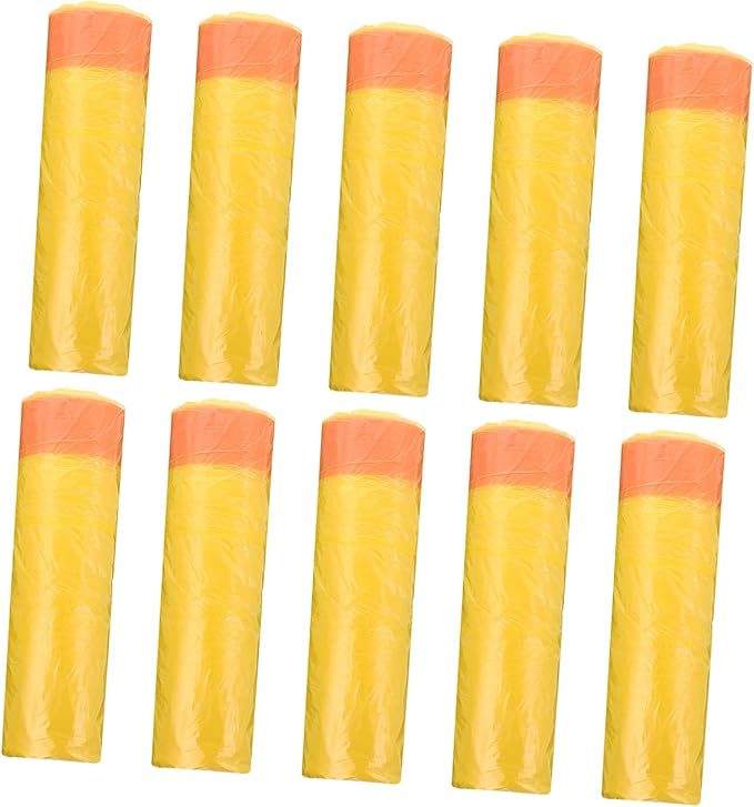 GANAZONO 10 Packs Disposable Drawstring Plastic Trash Bags with Handles Sturdy Household Waste Container for Bathroom Bedroom Office Kitchen Use