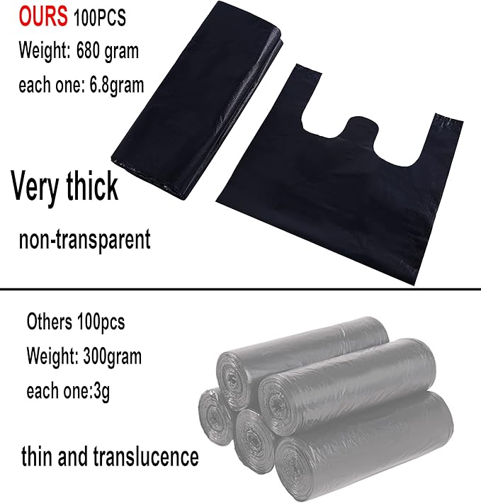 200 Counts Kitchen Garbage Bags 4 Gallon Black Trash Bags with Handles 1.8mil Thick Contractor Bags Picnic Kitchen Daily Use Bedroom Waste Bin Garbage Bags Bulk Bags