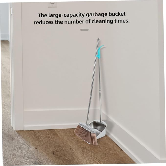 Hand Broom and Dustpan Set Stainless Steel Dustpan Handle Versatile Cleaning Tool for Home Office