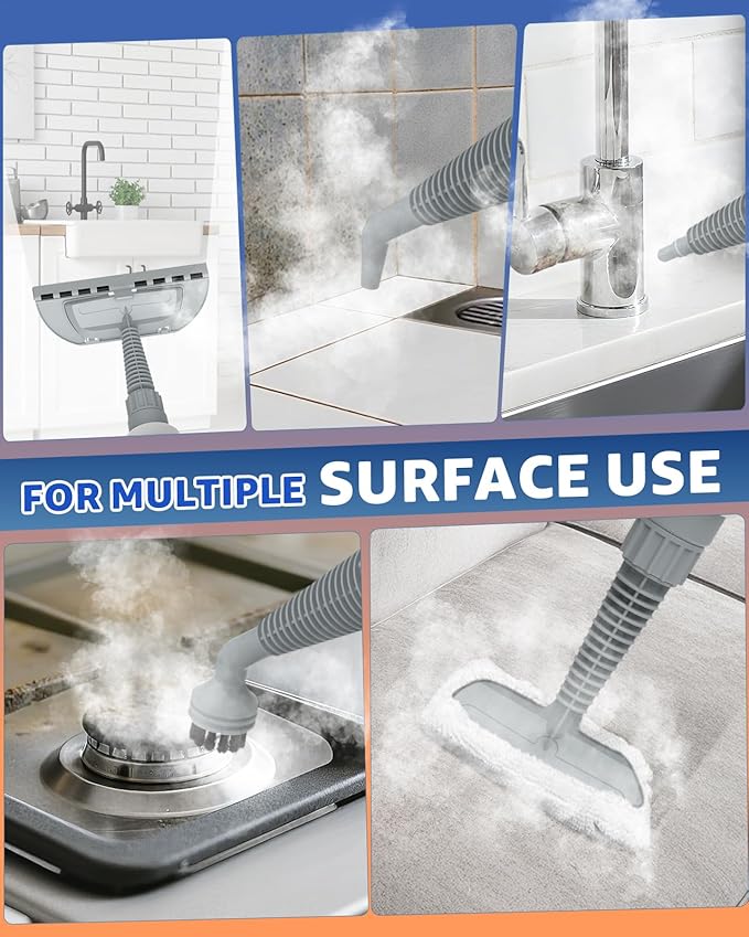 Steam Cleaner DynVapor Pressurized Deep Cleaning Handheld Steam Cleaner for Home Multi-Purpose Natural Steamer with 9 PCS Accessories for Kitchen Car Furniture Bathroom Floor Grout &ampTile(Wh