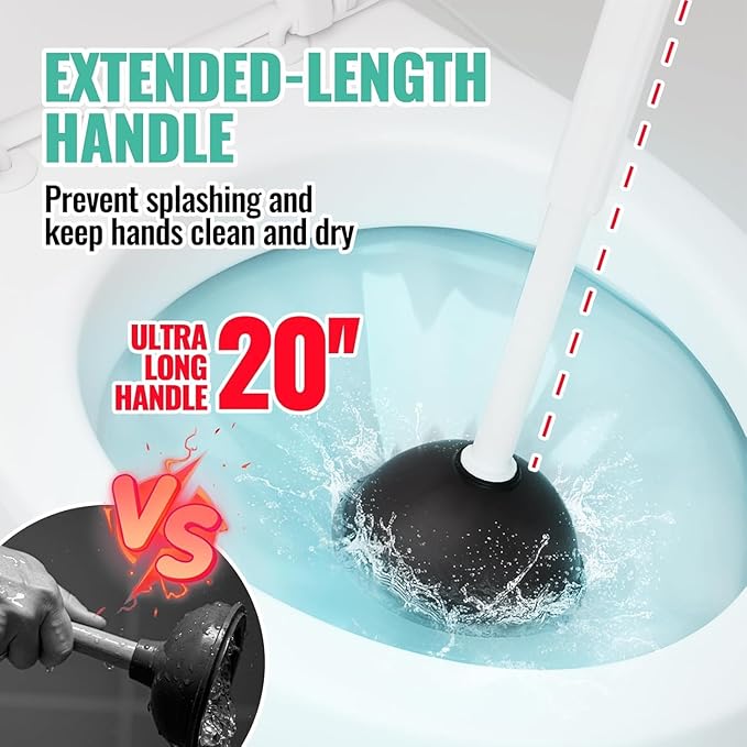 2PACK 4 in 1 Toilet Brush and Plunger Set with Crevice Cleaning Brush Toilet Plunger and Brush Set with Extra Long Handle Plungers for Bathroom Accessories Toilet Plunger with Holder White