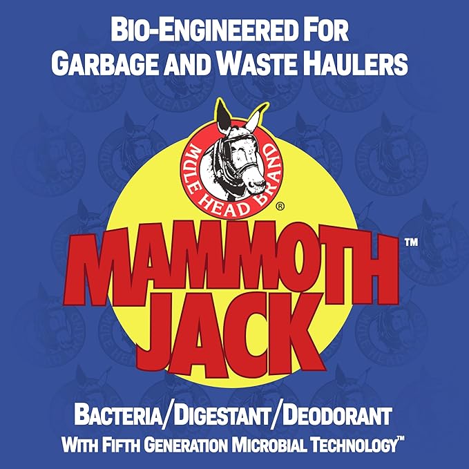 Mule Head Mammoth Jack Industrial Odor Eliminator &amp Waste Digestant – Bio-Enzymatic Cleaner for Dumpsters Drains Sewage Systems Garbage Trucks Bilges &amp Kennels – 1 Gallon