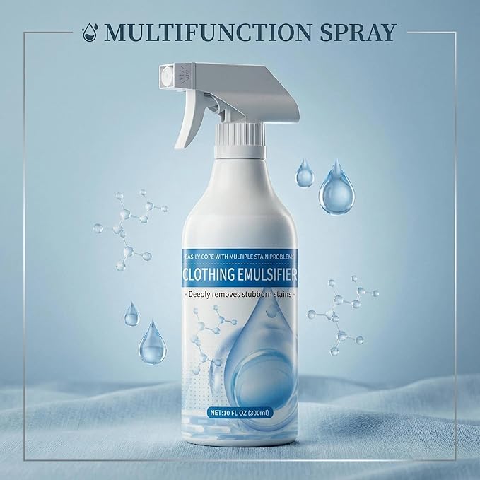 300ML Clothing Emulsifier Non-ionic Laundry Pre-Treatment Fly Cleanse Spray Powerful Stain Remover Clothes Dry Clean Spray No Damage Fabric Spot Also Features Smoothing Properties (2 bottle)