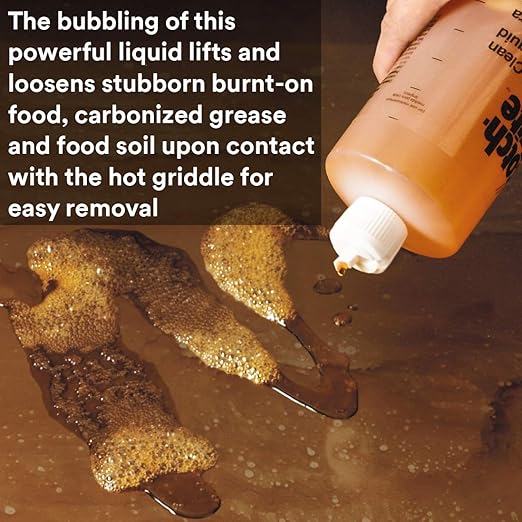 3M H-701-32OZ Scotch-Brite Griddle Cleaning Quick Clean Liquid 701 4 Quarts Heavy Duty Cleans in 3-5 Minutes For Baked On Food and Cooking Oils Use on Hot or Cool Griddle