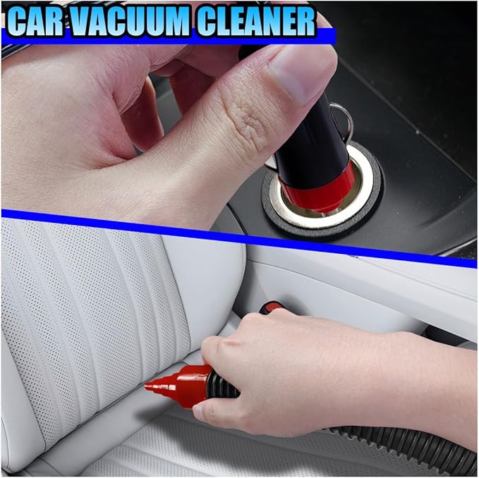 Car Vacuum Cleaner DC 12V Multi-Purpose Automotive Wet and Dry Vacuum with 3 Nozzles Portable Handheld Vehicle Interior Duster for Car Office Home Floor (Red)